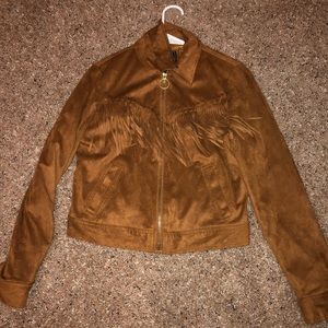 Suede jacket with fringe